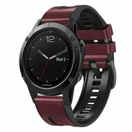 leer + siliconen bandje - Bordeaux - Garmin Fenix 8 - 47mm