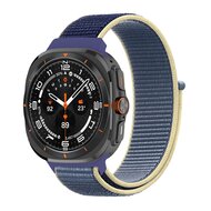 Nylon loop bandje - Blauw met roomwit - Samsung Galaxy Watch Ultra 47mm