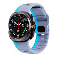 Wave siliconen bandje - Grijs met blauw - Samsung Galaxy Watch Ultra 47mm