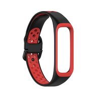 Siliconen band 2 kleurig - Zwart / rood - Samsung Galaxy Watch Fit 2