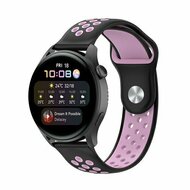 Sport Edition siliconen band - Zwart + roze - Huawei Watch 4 (pro) / 3 (pro) / Ultimate