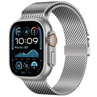 Milanese loop band met klik-sluiting - Zilver - Extra sterke magneet - Geschikt voor Apple Watch 44mm / 45mm / 46mm / 49mm