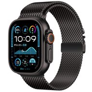 Milanese loop band met klik-sluiting - Zwart - Extra sterke magneet - Geschikt voor Apple Watch 38mm / 40mm / 41mm / 42mm