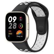 Siliconen sportband - Zwart met wit - Xiaomi Redmi Watch 3